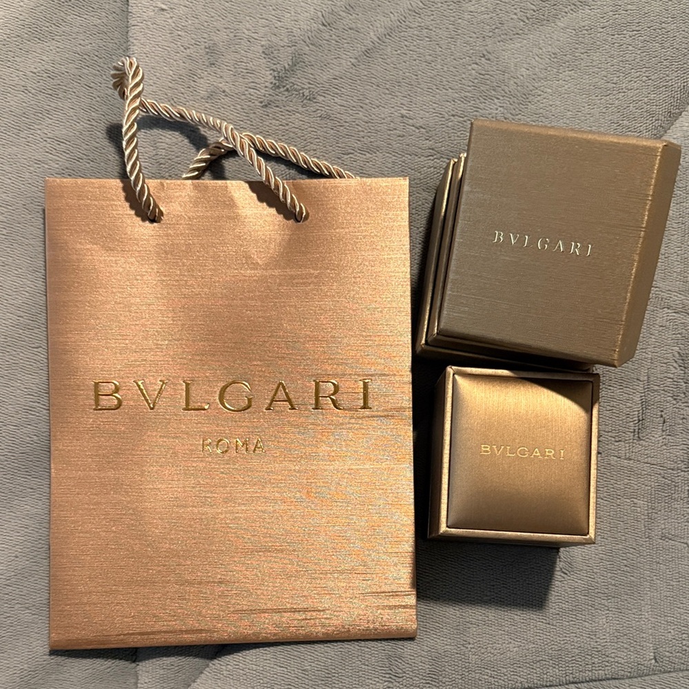 Bulgari Gold-Tone Jewelry Gift Bag and Boxes